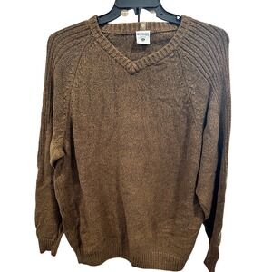 Columbia Mens V Neck Sweater Brown Heather Knit Cotton‎ Casual Size XXL